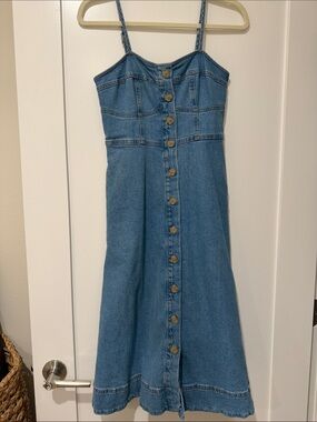 Universal Thread Blue Denim Button-Front Midi Dress